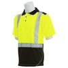 Erb Safety Shrt Slv Polo Shirt, Brdseye Msh, Class2, 9100SBSEG, Hi-Viz Lme/Blk, MD 62675